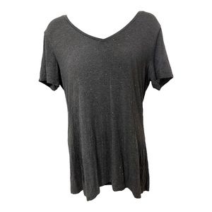Charcoal Stretch Short Sleeve V Neck Tee, Small